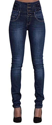Leslady Mujer Pantalones Vaquero Skinny Push Up Pantalones Elástico Jeans Cintura Alta Vaqueros Altos Ajustados Pantalones lápiz Tejanos