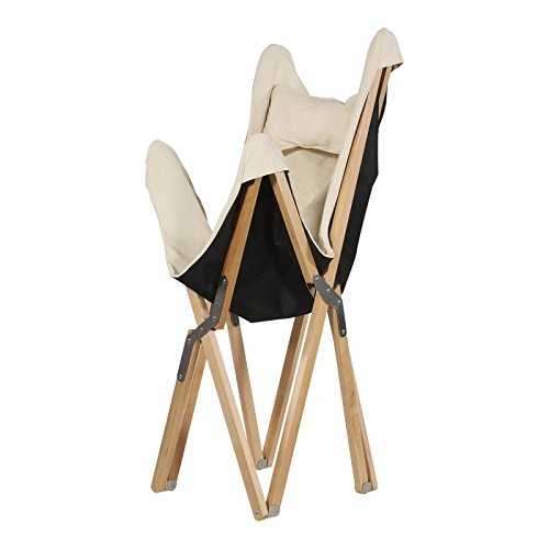 Lesli Living Sillón Naturel Estructura de Madera Plegable Mariposa Silla sillón (99 x 73 x 81