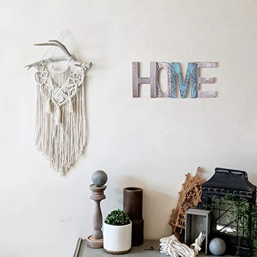Letras de madera decorativas "HOME" - Letras de madera grandes para decoración de paredes en azul rústico, blanco y gris-Decoración rústica del hogar para la sala de estar - Rustico Home Decor Acentos
