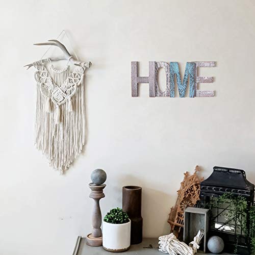 Letras de madera decorativas "HOME" - Letras de madera grandes para decoración de paredes en azul rústico, blanco y gris-Decoración rústica del hogar para la sala de estar - Rustico Home Decor Acentos
