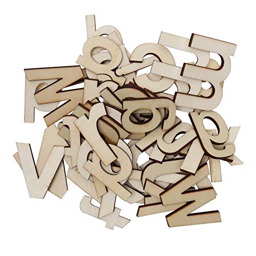 Letras de Madera y Números de Madera (124 piezas) - Juego de Letras Mayúsculas (A-Z) y Letras Minúsculas (52 cada) con 20 Números de Madera (0-9) - Art Craft DIY Wedding Party Casa de Madera