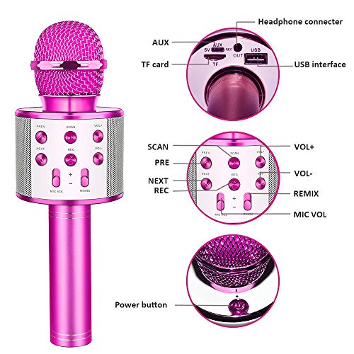 LetsGO toyz Regalos para Niña de 4-12 Años, Microfono Karaoke Bluetooth Juguetes para Niños de 4-12 Años Regalos Niña Dinámicos Juguetes para Niña de 4-12 Años Niñas