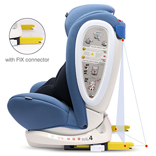 LETTAS Silla de Coche con isofix, Grupos 0+1/2/3 (0-36 kg, 0-12 años)-Azul