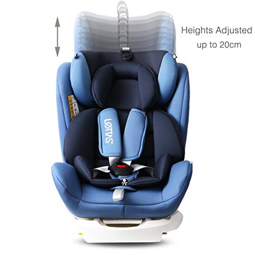 LETTAS Silla de Coche con isofix, Grupos 0+1/2/3 (0-36 kg, 0-12 años)-Azul