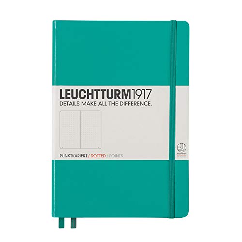 LEUCHTTURM1917 344792 Libreta de notas Medium (A5) tapas duras, 251 páginas numeradas, esmeralda, puntos