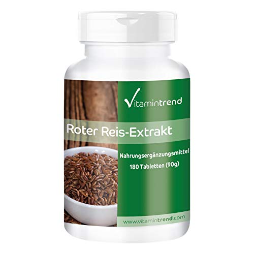 Levadura de arroz rojo – Bote para 6 MESES – 4–5 mg de monacolina K – 180 comprimidos – Ayuda a conseguir niveles normales de colesterol