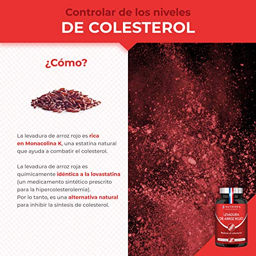 Levadura Roja de Arroz Coenzima Q10 Baja Tu Colesterol Monacolina K CoQ10 Dosis Concentrada Arroz Rojo Puro Monascus Purpureus Tratamiento 3 Meses 600 mg Capsulas Vegano