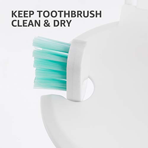 LEVERLOC Porta Cepillos de Dientes con Ventosas – Soporte de Cepillo de Dientes para Colocar en la Pared sin perforar, Vaso para Cepillos Dentales