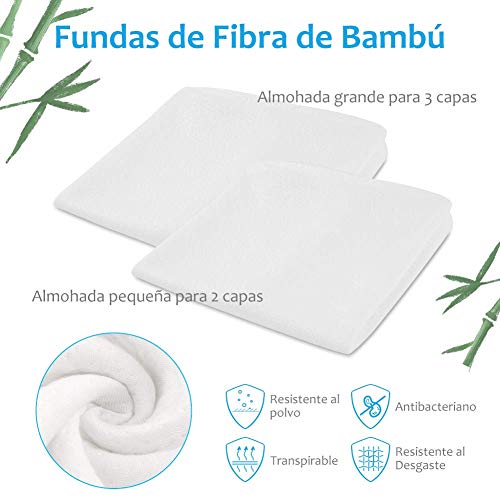 Levesolls Almohada Viscoelastica Almohada Espuma de Memoria con Altura Ajustable Gel Disipador de Calor Diseño Ergonómico Reduce Dolores Cervicales con 2 Fundas de Bambú