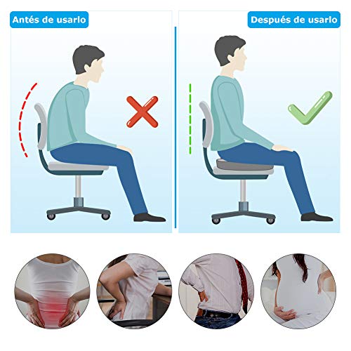 Levesolls Cojín Coxis de Espuma Memoria Cojín Ortopédico Dolor de Espalda y Alivio de Dolor de Hueso de la Cola Sciático Usado para Silla de Oficina,Asiento de Carro, Avión, Silla de Ruedas