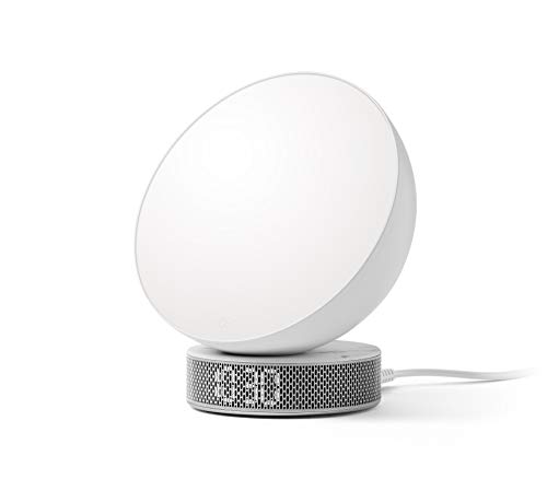 Lexon Miami Sunrise - Reloj Despertador con Terapia de luz, Color Blanco y mármol Blanco