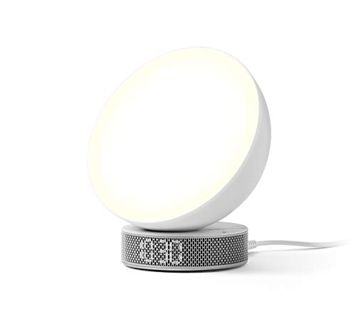 Lexon Miami Sunrise - Reloj Despertador con Terapia de luz, Color Blanco y mármol Blanco