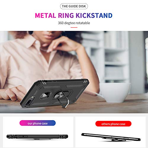 LeYi Funda iPhone 6 Plus / 7 Plus / 8 Plus Armor Carcasa con 360 Anillo iman Soporte Hard PC y Silicona TPU Bumper antigolpes Case para movil iPhone 7/8 Plus con HD Protector de Pantalla,Negro