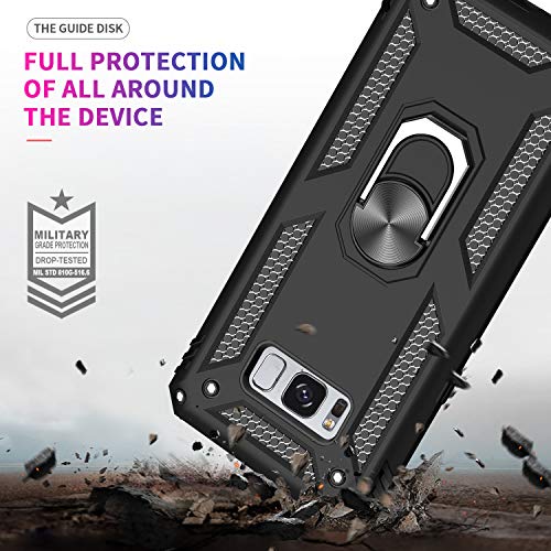 LeYi Funda Samsung Galaxy S8 Plus Armor Carcasa con 360 Anillo iman Soporte Hard PC y Silicona TPU Bumper antigolpes Fundas Carcasas Case para movil Samsung S8 Plus con HD Protector de Pantalla,Negro