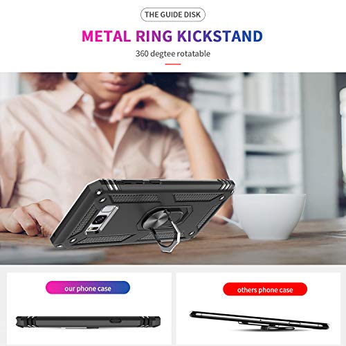 LeYi Funda Samsung Galaxy S8 Plus Armor Carcasa con 360 Anillo iman Soporte Hard PC y Silicona TPU Bumper antigolpes Fundas Carcasas Case para movil Samsung S8 Plus con HD Protector de Pantalla,Negro