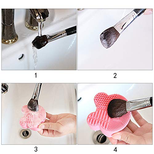 Lezed Limpiador de Silicona de Brochas para Pinceles de Maquillaje Almohadilla de limpieza con esponja de eliminación Reutilizable y Lavable Removedor de Color de Brocha a Seco 2 Piezas