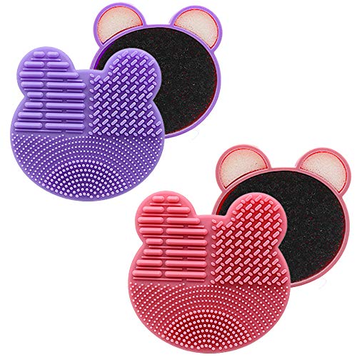 Lezed Limpiador de Silicona de Brochas para Pinceles de Maquillaje Almohadilla de limpieza con esponja de eliminación Reutilizable y Lavable Removedor de Color de Brocha a Seco 2 Piezas