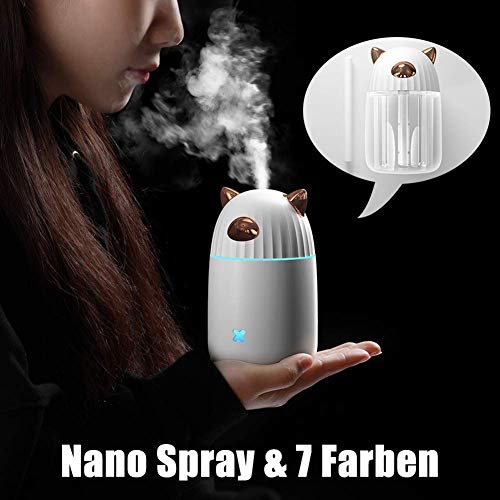 Liapianyun Humidificadores ultrasónicos con LED de luz de 350 ml, humidificador de Vapor silencioso difusor de Aroma, nebulizador humidificador de Vapor Modos,Blanco