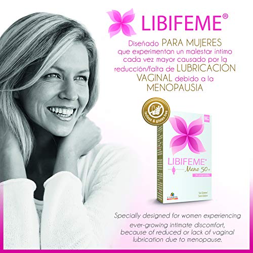 LIBIFEME 50 + Suplemento Especifico que reduce los síntomas de la Menopausia - Con Antioxidantes Para Aumentar la Lubricacion la Tonicidad el Placer y la Sensibilidad Vaginal - 30 Pastillas