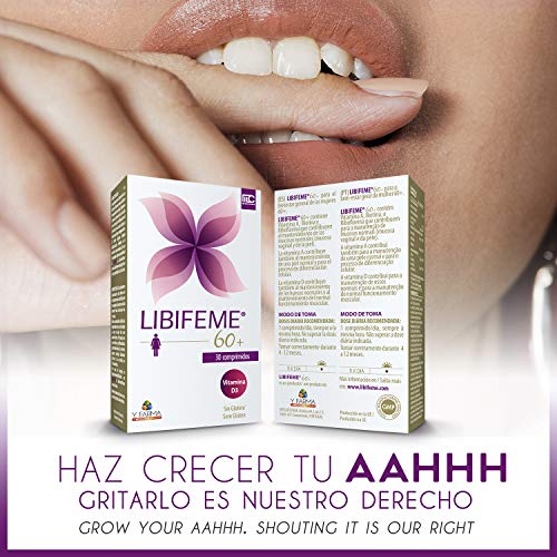 LIBIFEME 60 + Mejora la Lubricacion Vaginal y La Sensibilidad en la Pos Menopausia – Mejora la hidratación de la Piel y las mucosas en general (ojos, boca y vagina) – 30 Pastillas