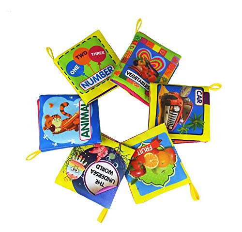 Libro Bebe, BelleStyle Libro Texturas Bebe para Juguetes Bebes 1 Año, Cloth Book, Libro Blando para Baño, Soft Book Educación Temprana y Desarrollo de Juguete, 6 PCS