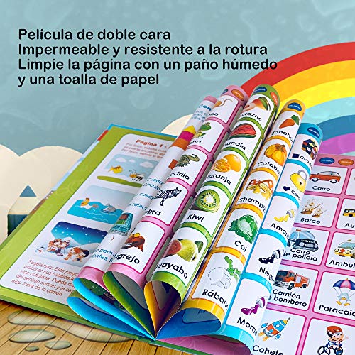 Libro Electrónico de Sonido en Español Juguetes de Aprendizaje para Bebés Niños Máquinas de Lectura para niños 3-5 Años Aprender Idioma con Juegos Juguete Educativo Infantil