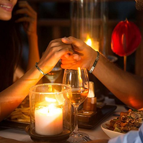 Lictin 4Pcs Collar Pulsera para Parejas Acero Inoxidable Collares Pulseras Regalo de cumpleaños Regalo de San Valentin