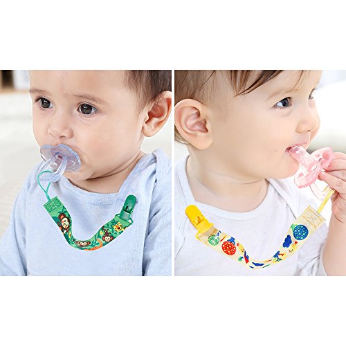 Lictin 6 Pcs Cadenas para chupetes chupetero con adorable diseño a dos caras Unisex Clips para niños y niñas con DIY diseño el nombre del bebé