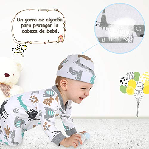 Lictin 6 Piezas Pijama para Bebé- Mameluco de Algodón con Cremallera con Puntos de Pegamento Antideslizantes para Pies, Pintura de Animal para Bebes (3-6 Meses)