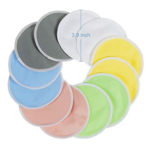 Lictin Almohadillas de Lactancia Bambú Orgánicos para Pérdida de Leche, Bolsa de Lavandería y de Organizadores, 12 Piezas (10 CM / 3.9" -12PCS)