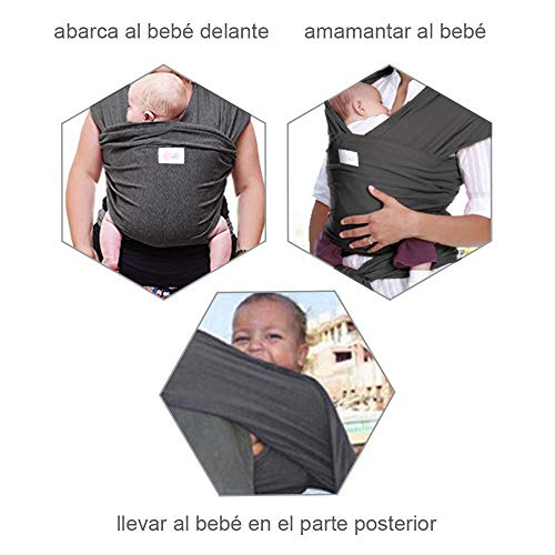 Lictin Fular portabebés Portabebes recien nacido Caja de regalo Portabebés elastico Hasta 35 lb / 16 kg Certificación de seguridad CE con bolsa de almacenamiento y colorido manual de usuario