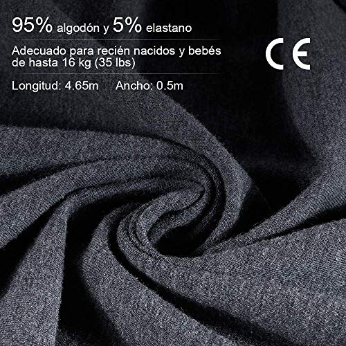 Lictin Fular portabebés Portabebes recien nacido Caja de regalo Portabebés elastico Hasta 35 lb / 16 kg Certificación de seguridad CE con bolsa de almacenamiento y colorido manual de usuario