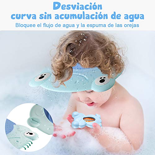 Lictin Gorro de Ducha para Bebés , Gorro de Champú de Silicona Suave de Dibujos Animados, Tamaño Ajustable, multifuncional y mpermeables, no Irrita los Ojos y los Oídos al Bañarse