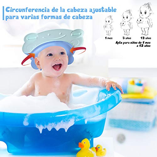 Lictin Gorro de Ducha para Bebés , Gorro de Champú de Silicona Suave de Dibujos Animados, Tamaño Ajustable, multifuncional y mpermeables, no Irrita los Ojos y los Oídos al Bañarse