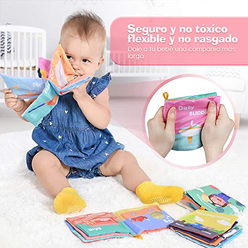 Lictin Libros Blandos para Bebé-Libros de Tela para Bebé Impermeable sobre Aprendizaje y Educativo para Bebé Recién Nacido con Certificación CE(8 piezas)