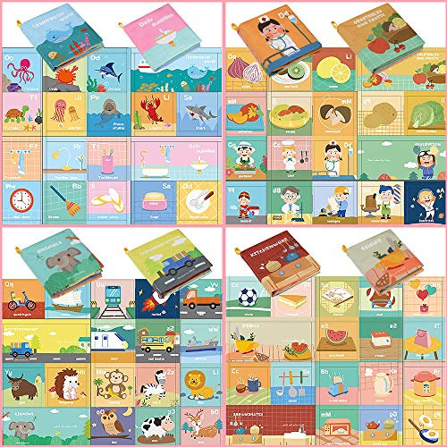 Lictin Libros Blandos para Bebé-Libros de Tela para Bebé Impermeable sobre Aprendizaje y Educativo para Bebé Recién Nacido con Certificación CE(8 piezas)