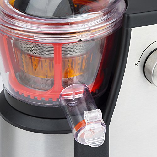 Licuadora para Frutas y Verduras de Prensado en Frío, Extractor de Jugos, Multifunciones, Boquilla Extra Grande, 1 Litro, 60 RPM, 400 W, Libre de BPA, Acero Inoxidable, Gris. H.Koenig_GSX22