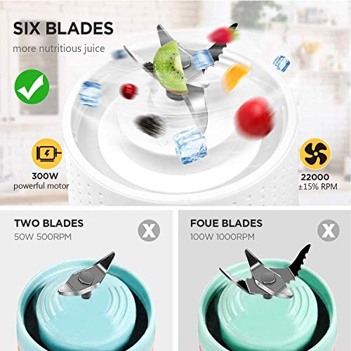 Licuadora Portatil, Mini Botella Licuadora Portatil Olivivi Con 6 Potentes Cuchillas, Batería Recargable Por USB De 4000mAh, Exprimidor Con Colador, Cepillo de Limpieza Incluido, Libre de BPA