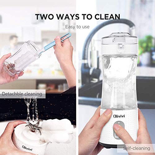 Licuadora Portatil, Mini Botella Licuadora Portatil Olivivi Con 6 Potentes Cuchillas, Batería Recargable Por USB De 4000mAh, Exprimidor Con Colador, Cepillo de Limpieza Incluido, Libre de BPA