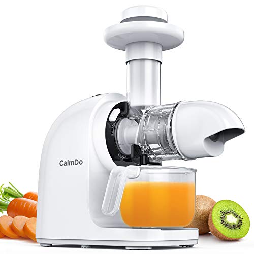 Licuadora Prensado en Frío, CalmDo Extractor de Zumos con Barrena de Cerámica, Boca Antigoteo, Motor Silencioso, Cepillo de limpieza, Ideal para Jugos de Frutas y Verduras Nutritivas, Sorbete, Helado