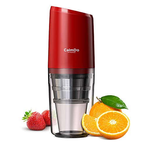 Licuadora Prensado en Frio, CalmDo PJ801 Lenta Extractor de Zumo Portátil, Exprimidor de Frutas Slow Juicer con Función Inversa, USB Recargable, sin BPA