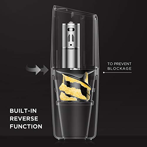 Licuadora Prensado en Frio, CalmDo PJ801 Lenta Extractor de Zumo Portátil, Exprimidor de Frutas Slow Juicer con Función Inversa, USB Recargable, sin BPA