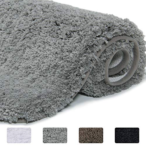 Lifewit Alfombra De Baño Tacto Suave Antideslizante Alfombrilla Microfibra Suave Lujosa Caucho Antideslizante Lujosa Alfombra de Ducha (Gris 60 x 40 cm)