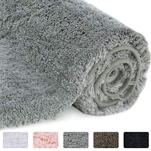 Lifewit baño Mat Gris, Microfibra Suave Shag Super Agua Absorbente No-Slip Rubber Baño Rug, Grueso, Máquina Lavable, 80 x 50 cm