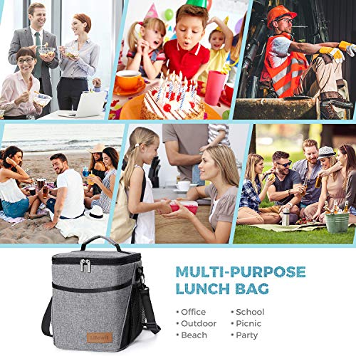 Lifewit Bolsa Térmica,Bolsa para Mantener La Comida Bebida con Aislamiento Térmico,para Almacenar Alimentos,para Traer A La Escuela,Trabajo,Playa,Pic-Nic,Barbacoa,Capacidad 9L,Gris