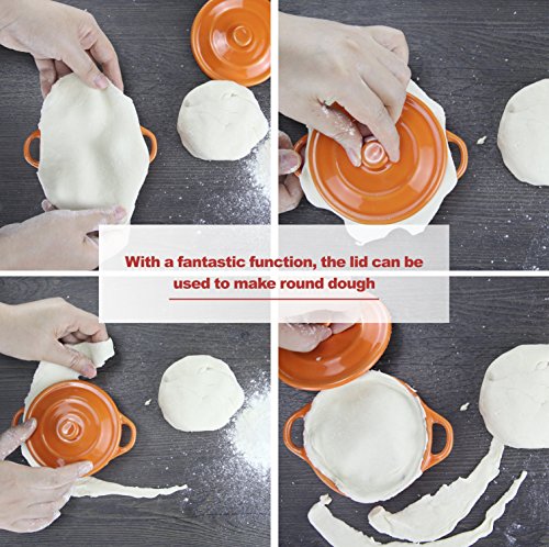 Lifver - Plato de soufflé de cerámica de 200 ml / Mini cazuela / Ramekins, Tazones de fuente de Dip-4, rojo cereza y naranja, redondos.