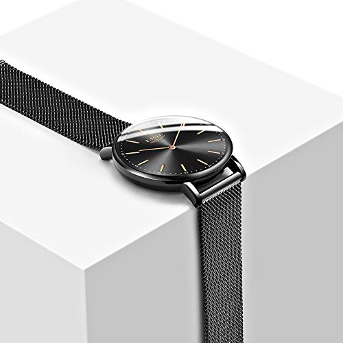 LIGE Relojes Hombre Moda Ultradelgado Simple Negro Relojes Hombre Impermeable Automático Fecha Cuarzo Negocios Vestido Relojes