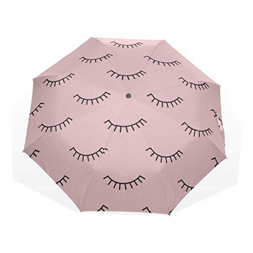 Light Sun Umbrella Cartoon Cute Beautiful Eyelash Eye 3 Fold Art Umbrellas (Girl Light Umbrella For Travel Mens Umbrella Compact