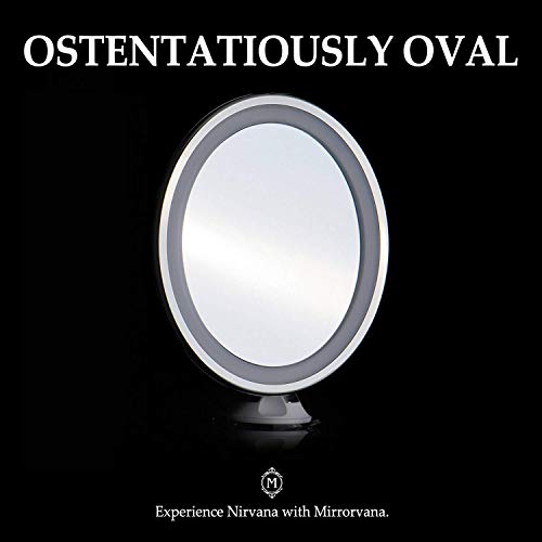 lightluxe 5 x lupa iluminado maquillaje espejo w/luces LED, 360 giratorio, con ventosa y único Oval encimera mueble diseño | por último, ver toda su cara y cuello con precisión