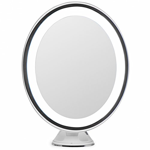 lightluxe 5 x lupa iluminado maquillaje espejo w/luces LED, 360 giratorio, con ventosa y único Oval encimera mueble diseño | por último, ver toda su cara y cuello con precisión